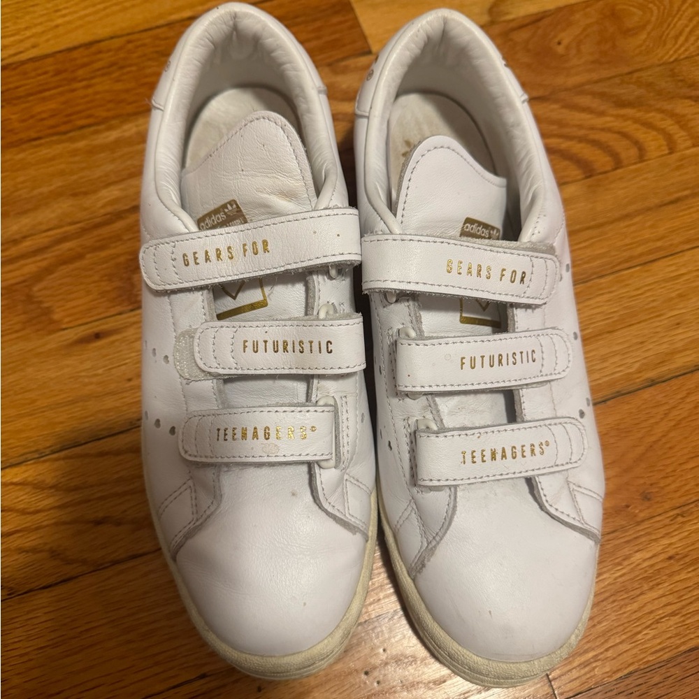 Adidas x Human Made Stan Smith Velcro Sneaker White Gold FZ1711 Size 8 Collab